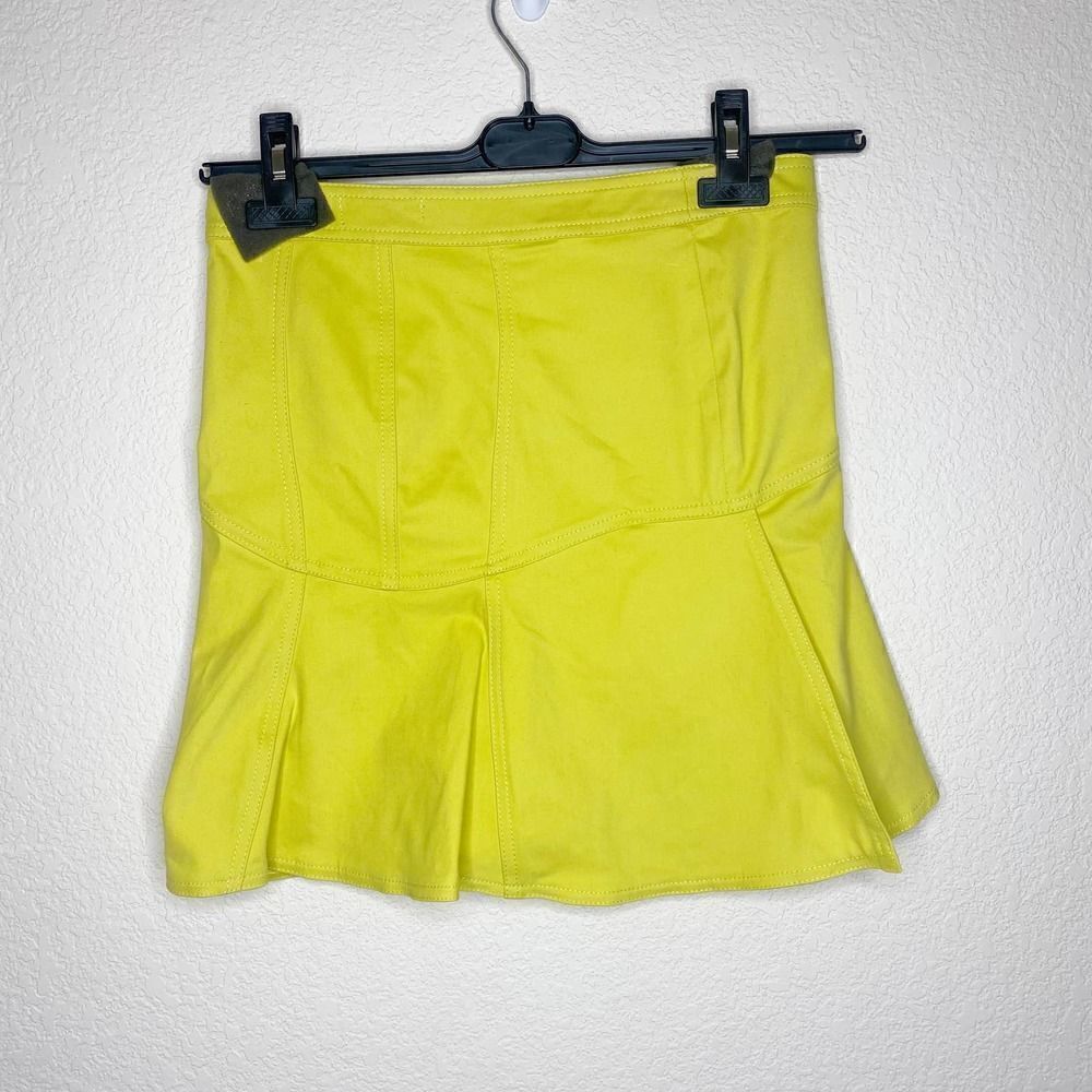 Versace Jeans Couture 2000's Tulip Hem Yellow Mini Skirt Girly Chic Size 24/38 - Picture 2 of 7